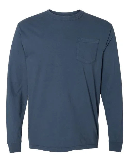 Garment-Dyed Heavyweight Long Sleeve Pocket T-Shirt - S - Transfer Kingdom