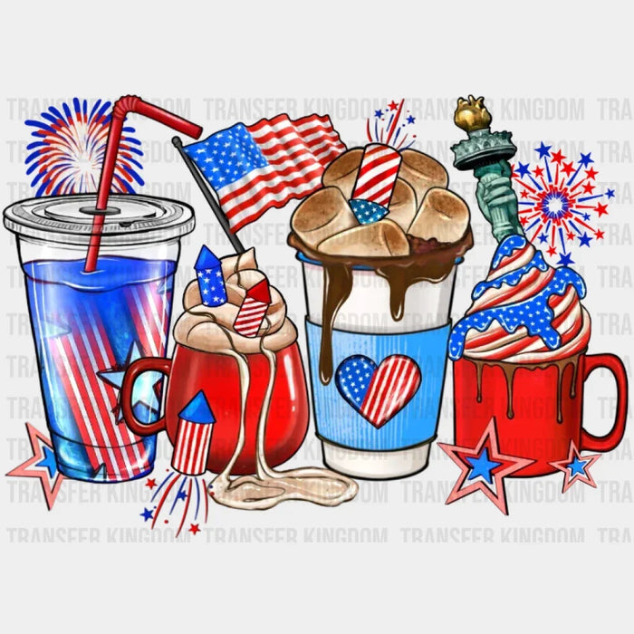 4th of July Coffee Cup DTF Transfer