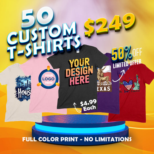 50 Gildan HeavyCotton® Custom T-shirts Bundle