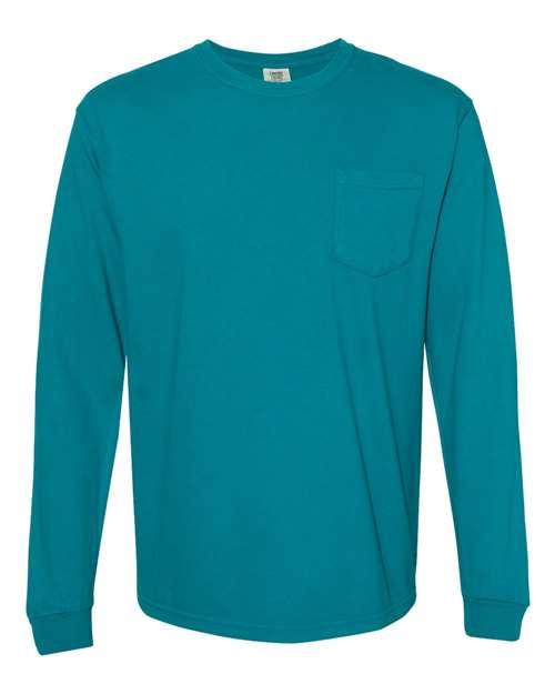 Garment-Dyed Heavyweight Long Sleeve Pocket T-Shirt - S - Transfer Kingdom