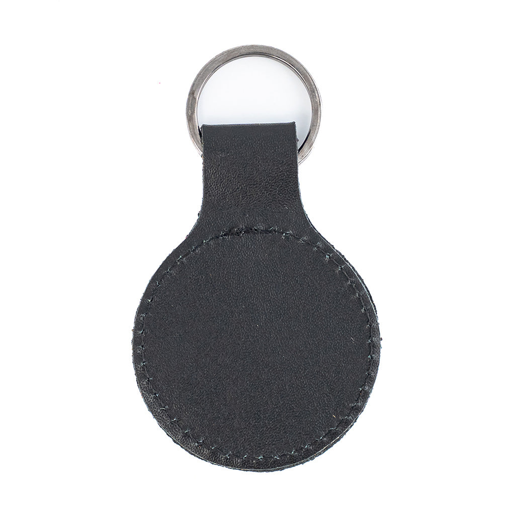 Custom Engraved Leather Keychain – Circle