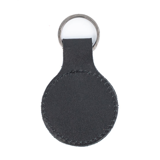 Custom Engraved Leather Keychain – Circle