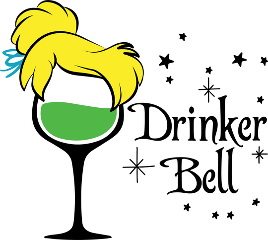 Mickey Ears Wine Glass Drinker Bell Tinkerbell Design - DTF heat transfer