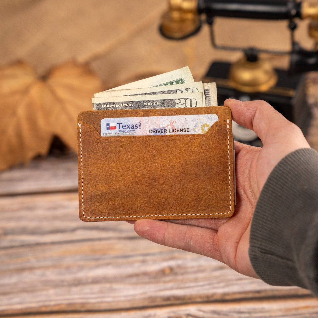 Custom Simple Engraved Leather Wallet for Men
