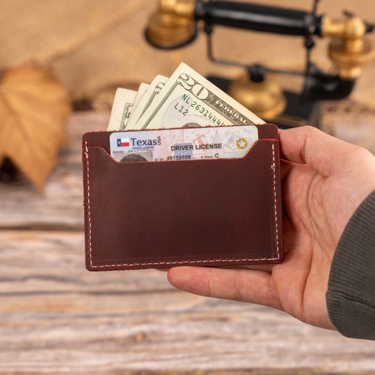 Custom Simple Engraved Leather Wallet for Men