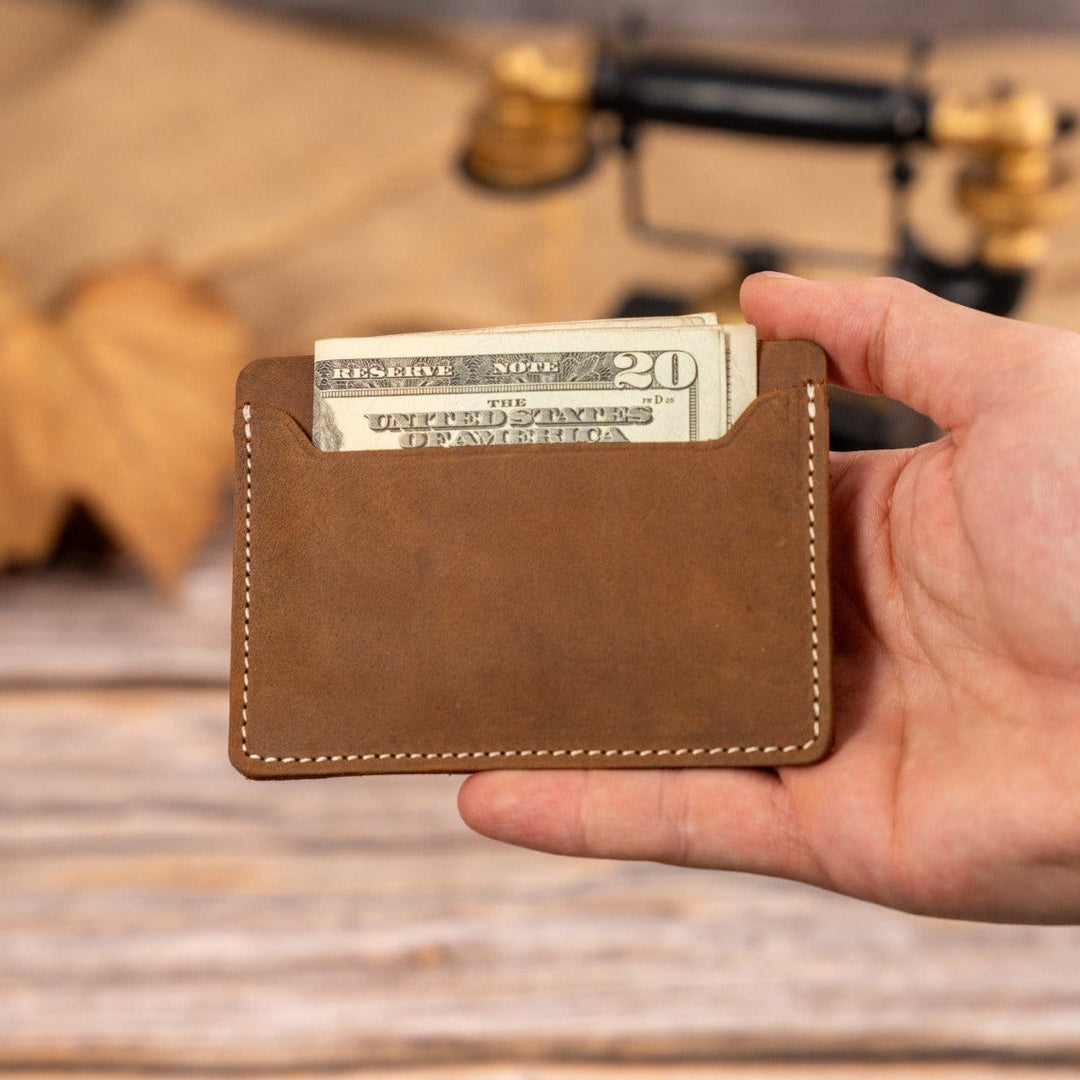 Custom Simple Engraved Leather Wallet for Men