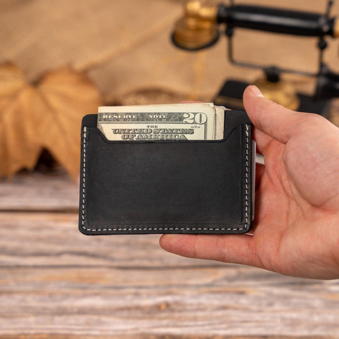Custom Simple Engraved Leather Wallet for Men