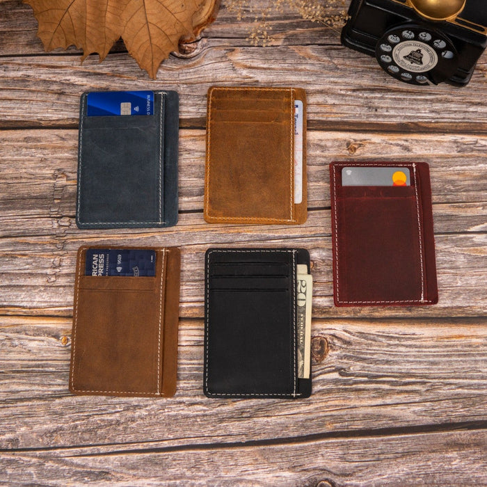 Custom Simple Engraved Leather Wallet for Men