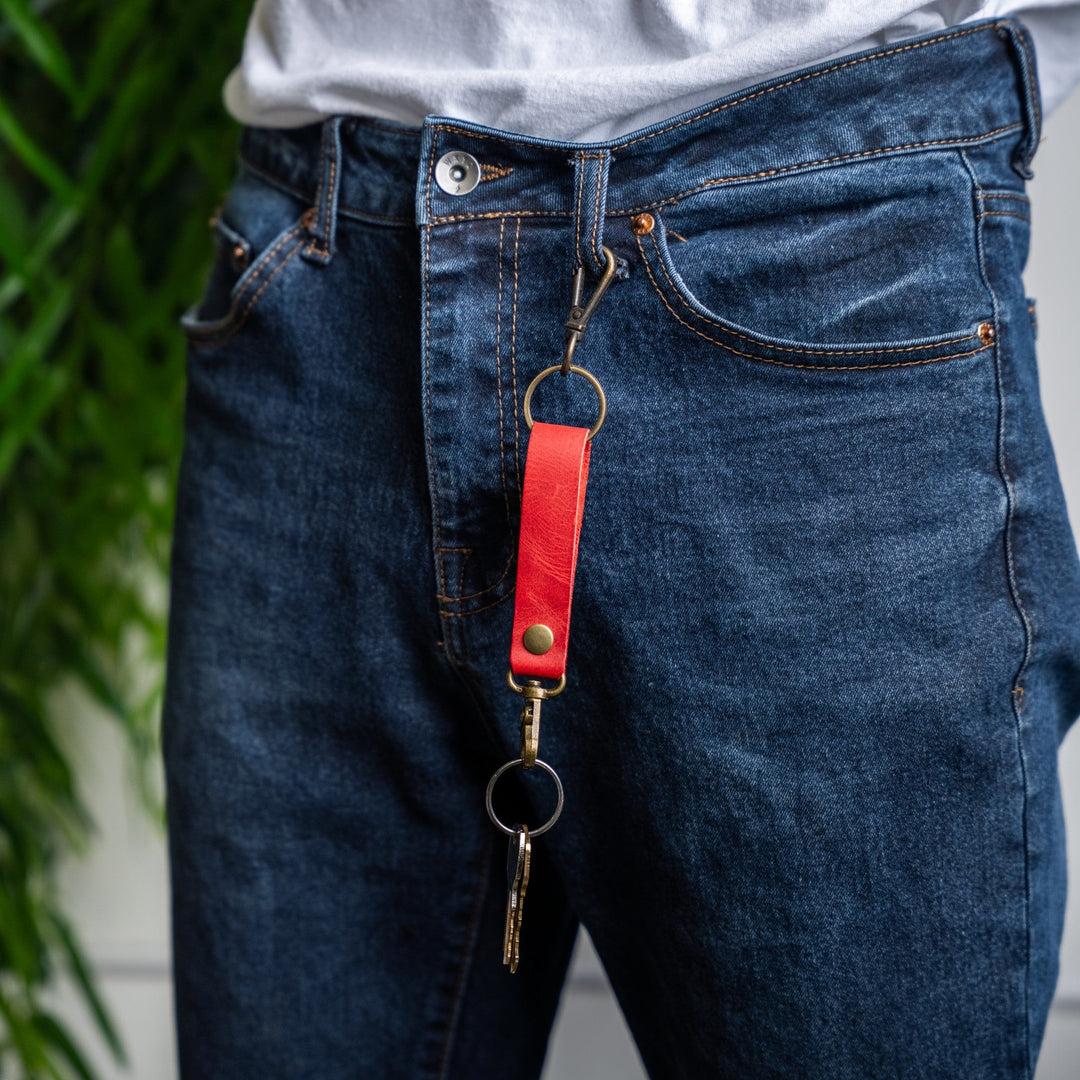 Custom Engraved Leather Keychain - Hook