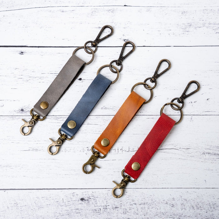 Custom Engraved Leather Keychain - Hook