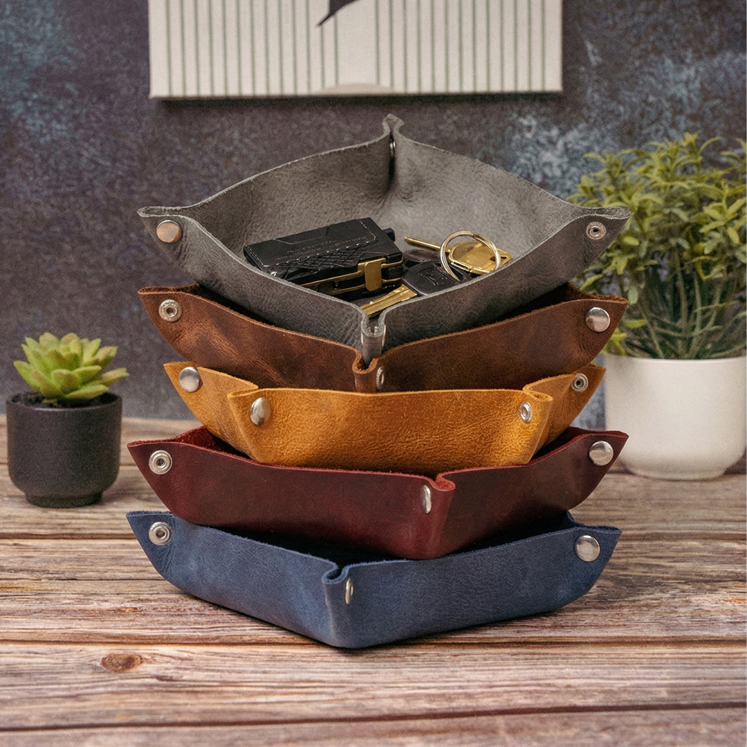 Custom Engraved Leather Hexagon Tray