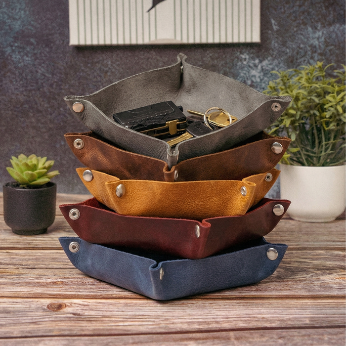 Custom Engraved Leather Hexagon Tray