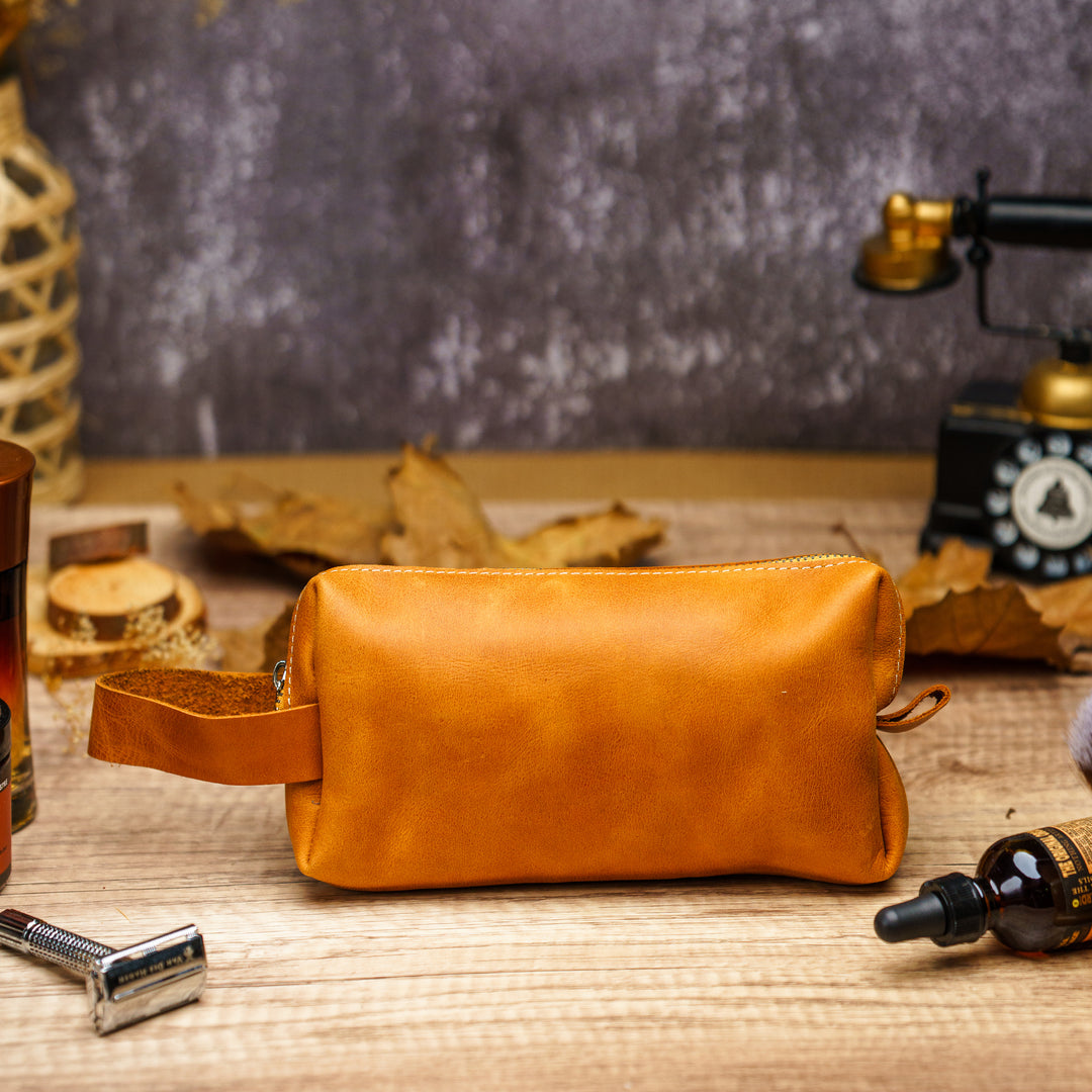 Custom Engraved Leather Dopp Kit for Men