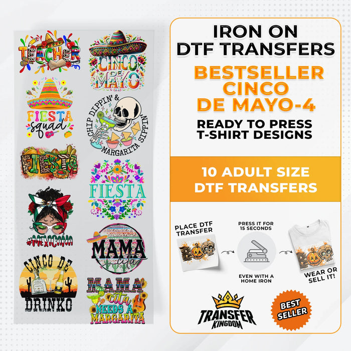 Best Seller Cinco De Mayo T-shirt Designs Premade DTF Gangsheet - DTF Bundle 4