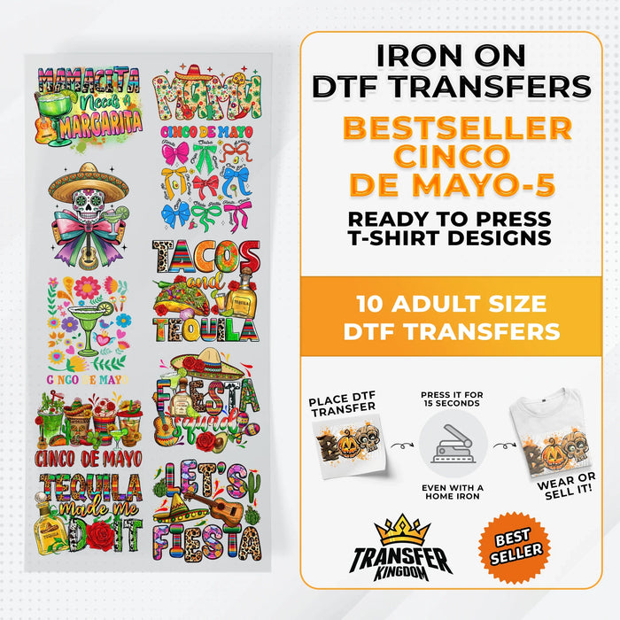 Best Seller Cinco De Mayo T-shirt Designs Premade DTF Gangsheet - DTF Bundle 5