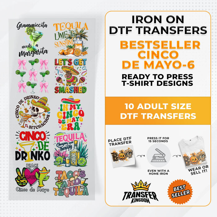 Best Seller Cinco De Mayo T-shirt Designs Premade DTF Gangsheet - DTF Bundle 6