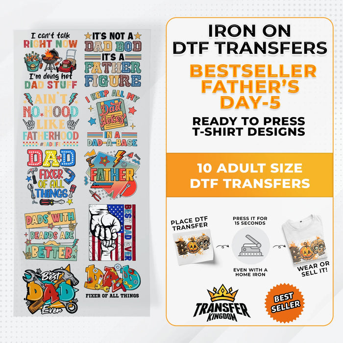 Best Seller Father's Day T-shirt Designs Premade DTF Gangsheet - DTF Bundle 5
