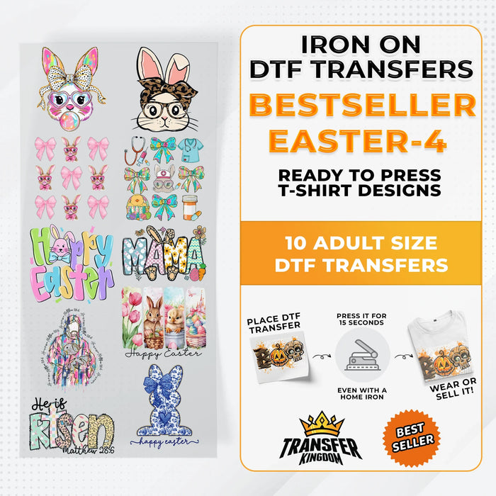 Best Seller Easter T-shirt Designs Premade DTF Gangsheet - DTF Bundle 4