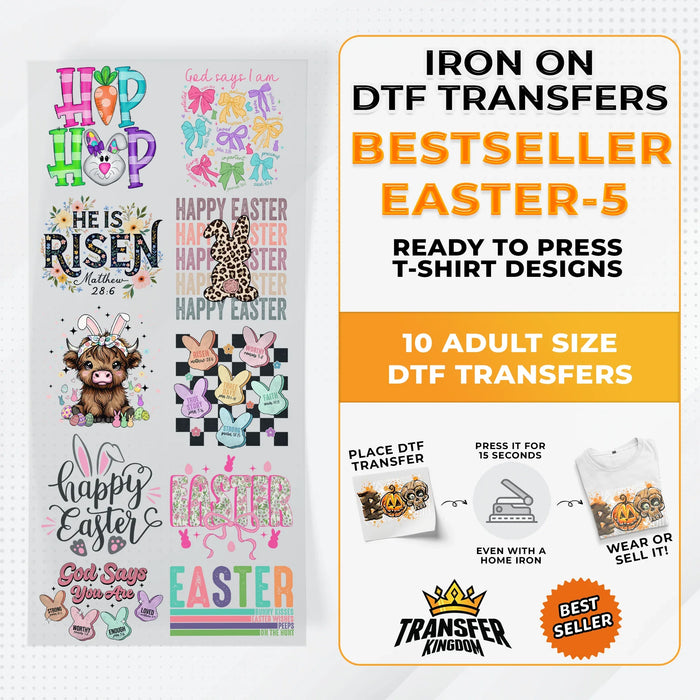 Best Seller Easter T-shirt Designs Premade DTF Gangsheet - DTF Bundle 5