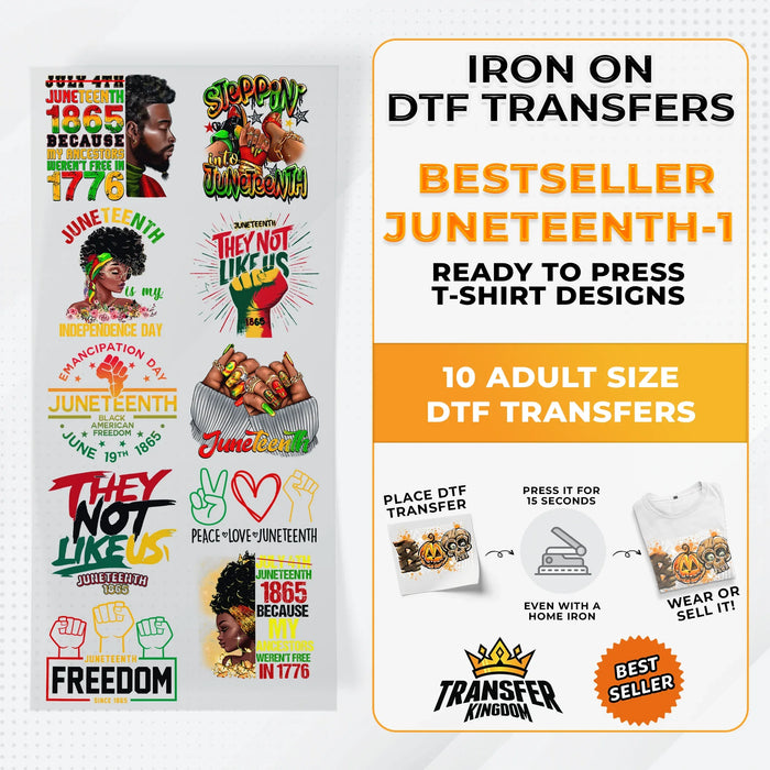 Best Seller Juneteenth T-shirt Designs Premade DTF Gangsheet - DTF Bundle 1