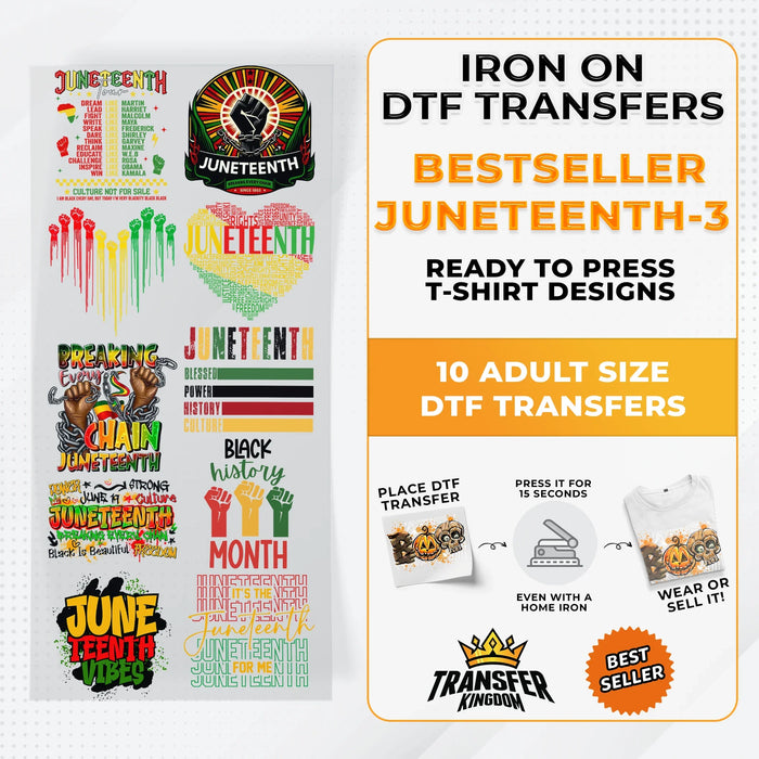 Best Seller Juneteenth T-shirt Designs Premade DTF Gangsheet - DTF Bundle 3