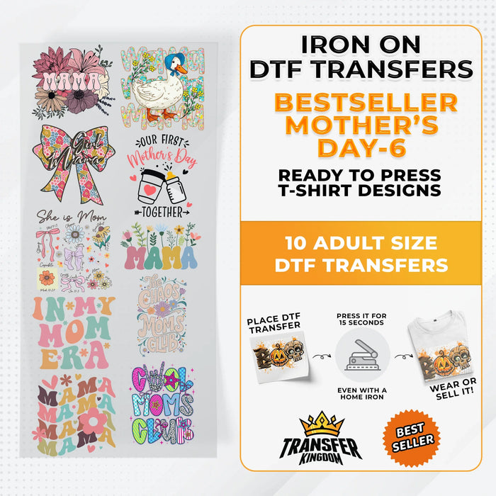 Best Seller Mother's Day T-shirt Designs Premade DTF Gangsheet - DTF Bundle 6