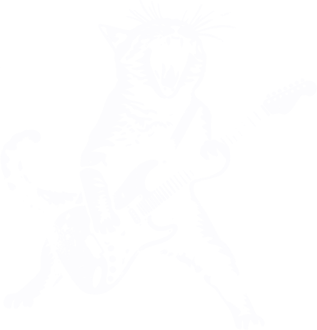Guitar Cat B&W - Music DTF Transfers transfer-kingdom Light Color Design (See Imaging)