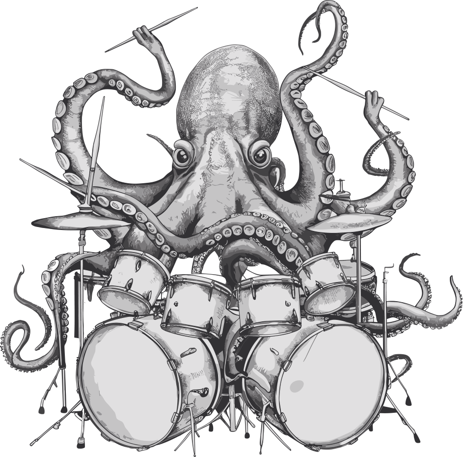 Octopus Drumming - Music DTF Transfers transfer-kingdom