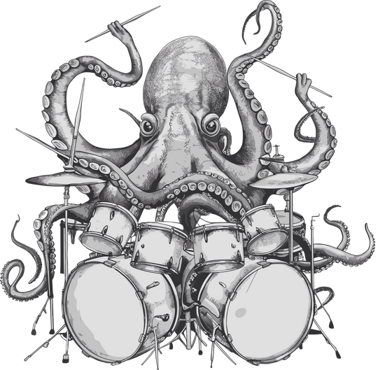 Octopus Drumming - Music DTF Transfers transfer-kingdom