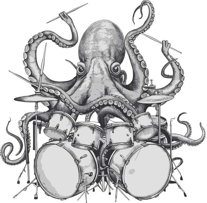 Octopus Drumming - Music DTF Transfers