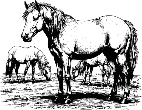 Horses Grazing - Animals DTF Transfers