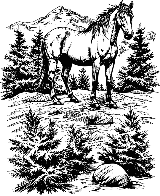 Horse In Woods - Animals DTF Transfers