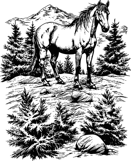 Horse In Woods - Animals DTF Transfers