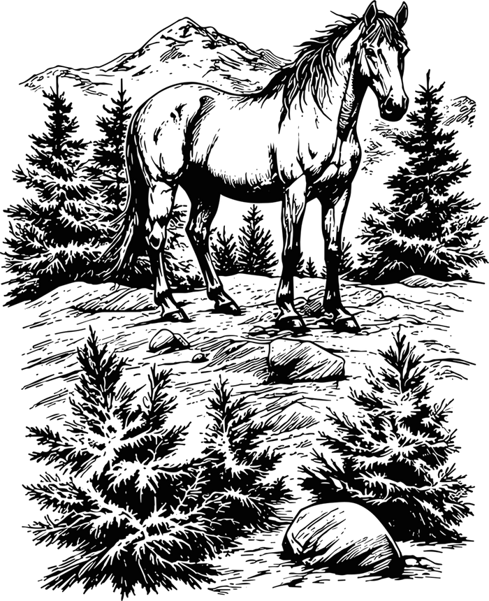 Horse In Woods - Animals DTF Transfers