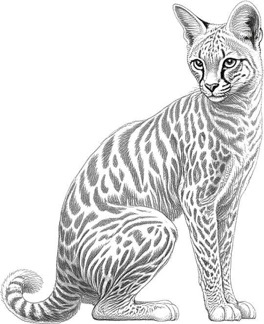 Serval Cat B&W - Animals DTF Transfers