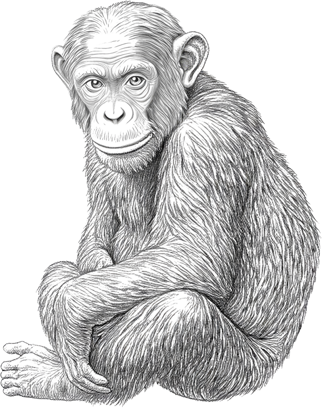 Chimpanzee B&W - Animals DTF Transfers