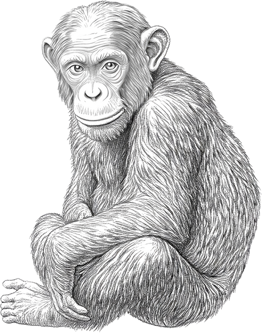 Chimpanzee B&W - Animals DTF Transfers