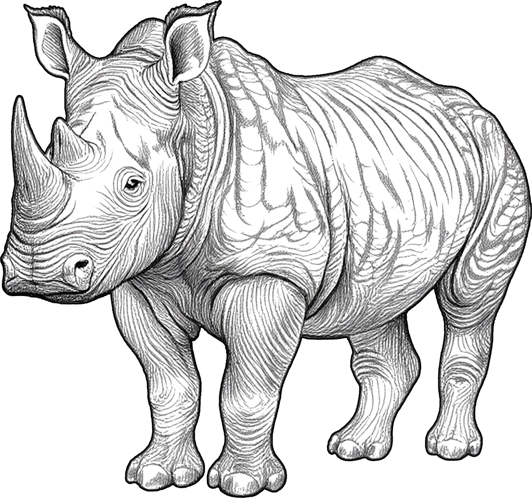 Rhinoceros B&W - Animals DTF Transfers