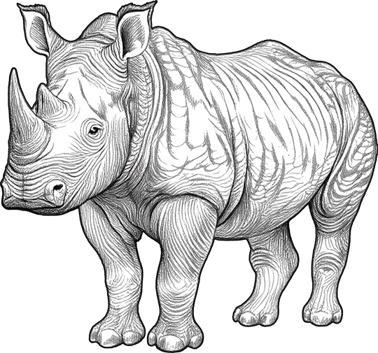 Rhinoceros B&W - Animals DTF Transfers