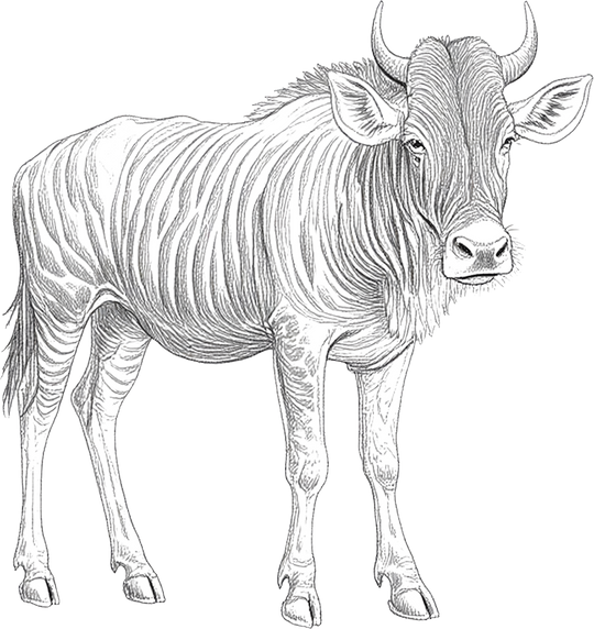 Wildebeest B&W - Animals DTF Transfers
