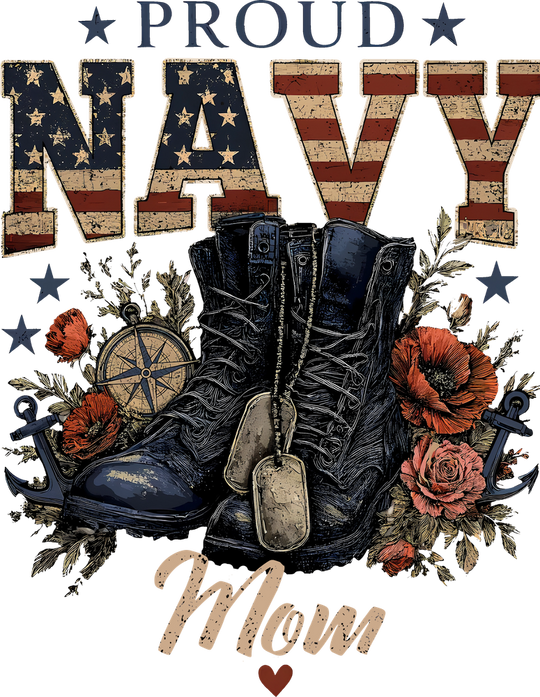 Proud Navy Mom - Navy DTF Transfers