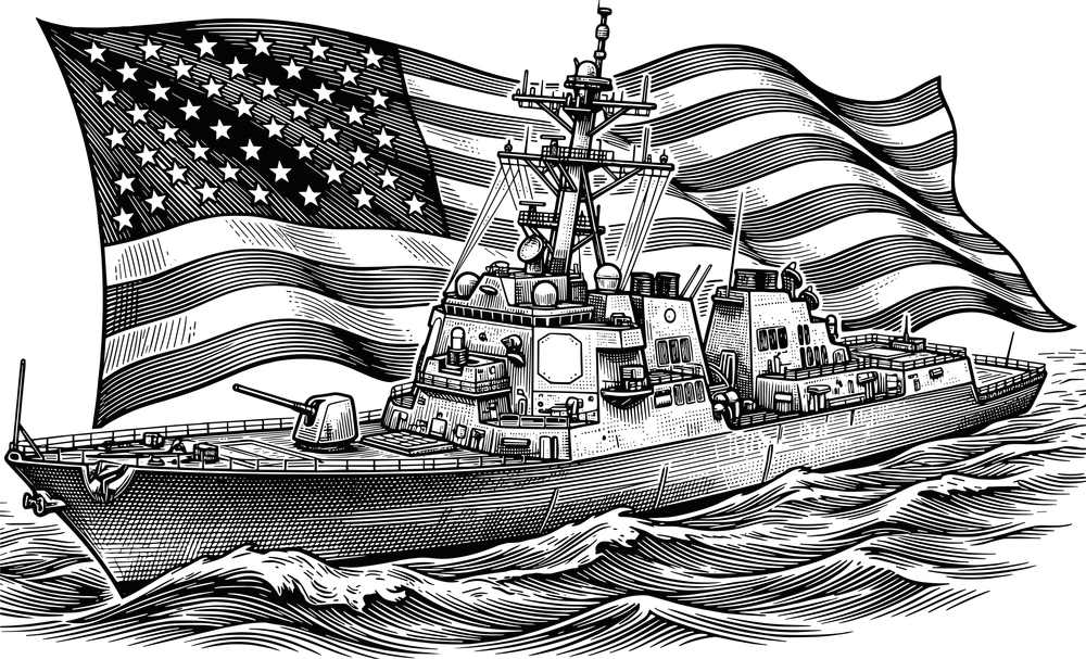 Warship B&W - Navy DTF Transfers