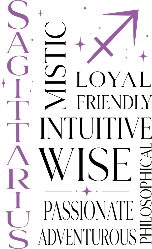 Sagittarius Qualities, Purple - Zodiacs & Horoscopes DTF Transfers
