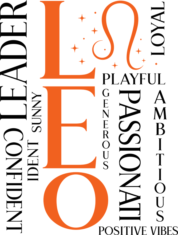 Leo Qualities, Orange - Zodiacs & Horoscopes DTF Transfers