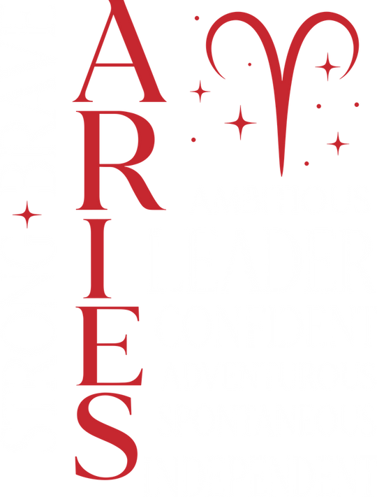 Aries Qualities, Red - Zodiacs & Horoscopes DTF Transfers