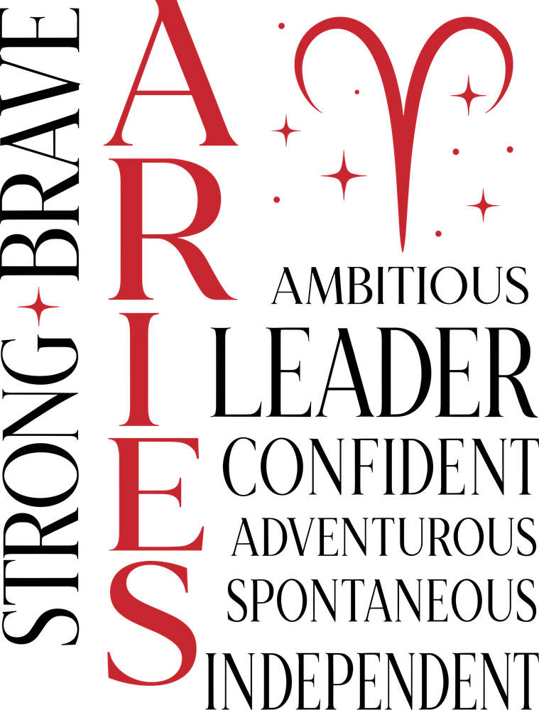 Aries Qualities, Red - Zodiacs & Horoscopes DTF Transfers
