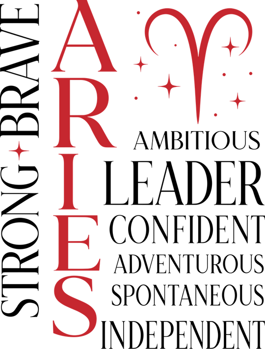 Aries Qualities, Red - Zodiacs & Horoscopes DTF Transfers