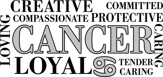 Cancer Qualities, Gray, Horizontal - Zodiacs & Horoscopes DTF Transfers