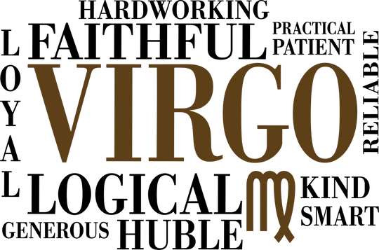 Virgo Qualities, Brown, Horizontal - Zodiacs & Horoscopes DTF Transfers