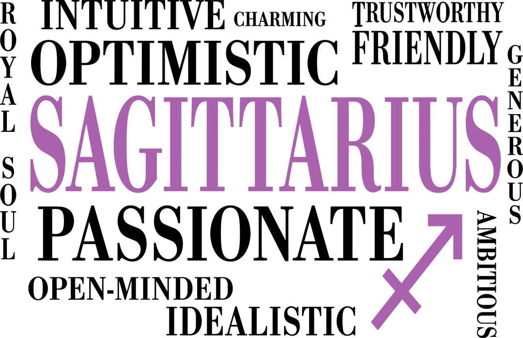 Sagittarius Qualities, Pink, Horizontal - Zodiacs & Horoscopes DTF Transfers